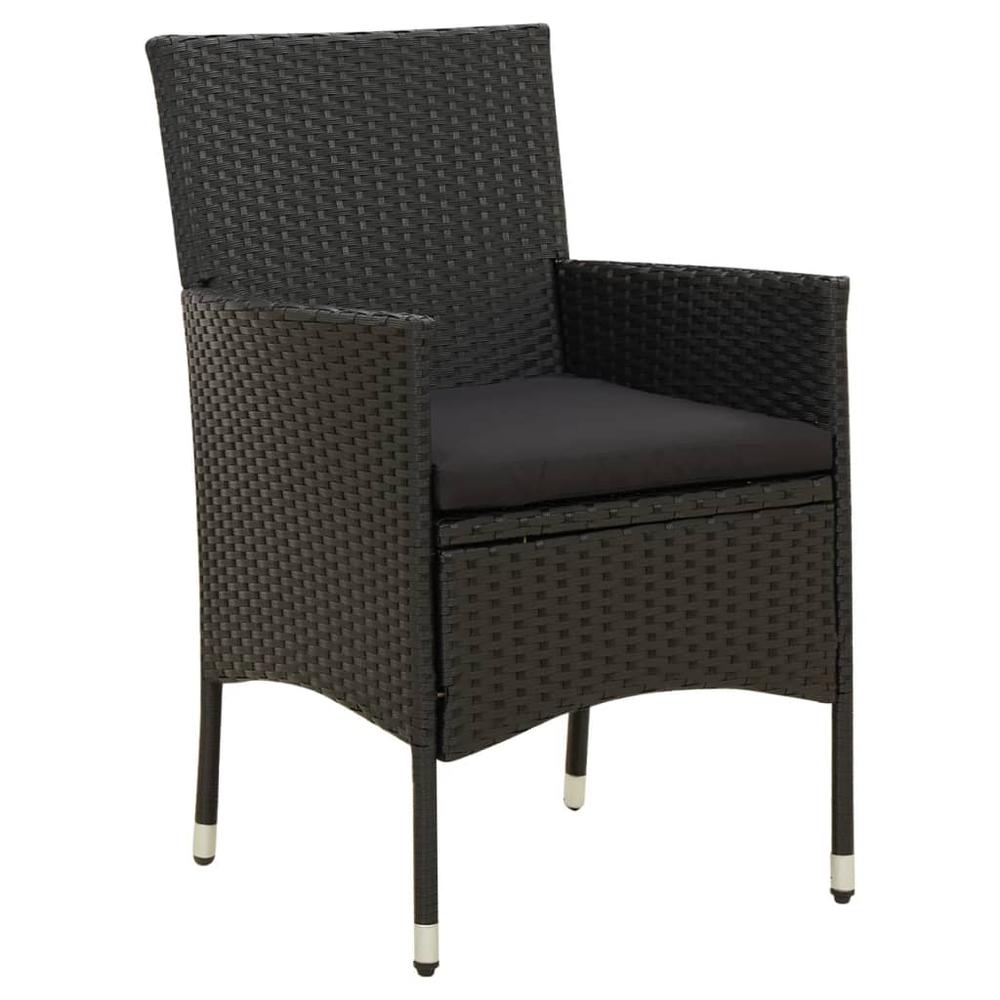 vidaXL Patio Chairs with Cushions 2 pcs Poly Rattan Black, 316681. Picture 2