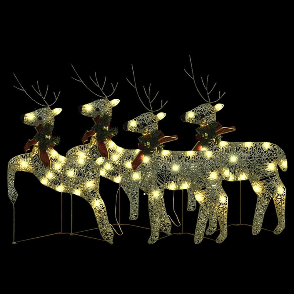 vidaXL Christmas Reindeers 4 pcs Gold 80 LEDs. Picture 3