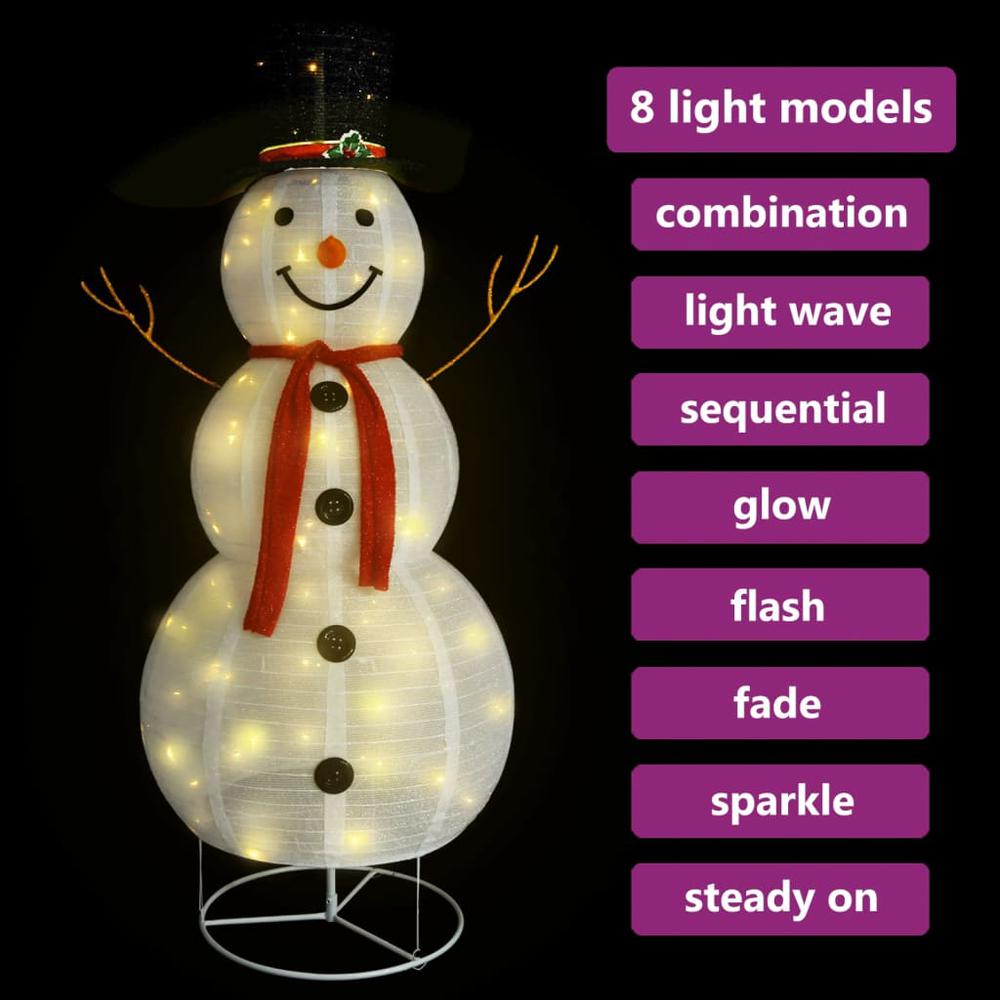 vidaXL Decorative Christmas Snowman Figure LED Luxury Fabric 70.9". Picture 3