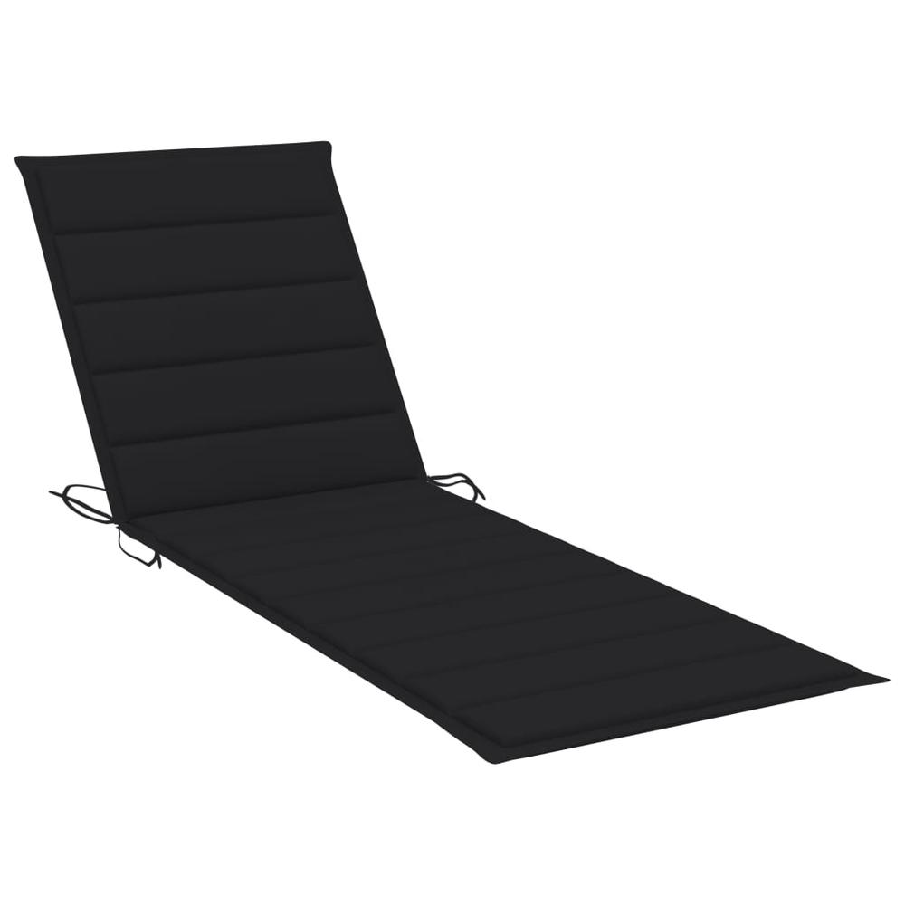 vidaXL Sun Lounger Cushion Black 78.7"x23.6"x1.2" Fabric. Picture 1