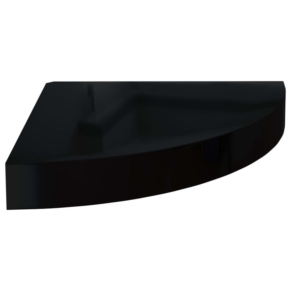 vidaXL Floating Corner Shelf High Gloss Black 9.8"x9.8"x1.5" MDF. Picture 2