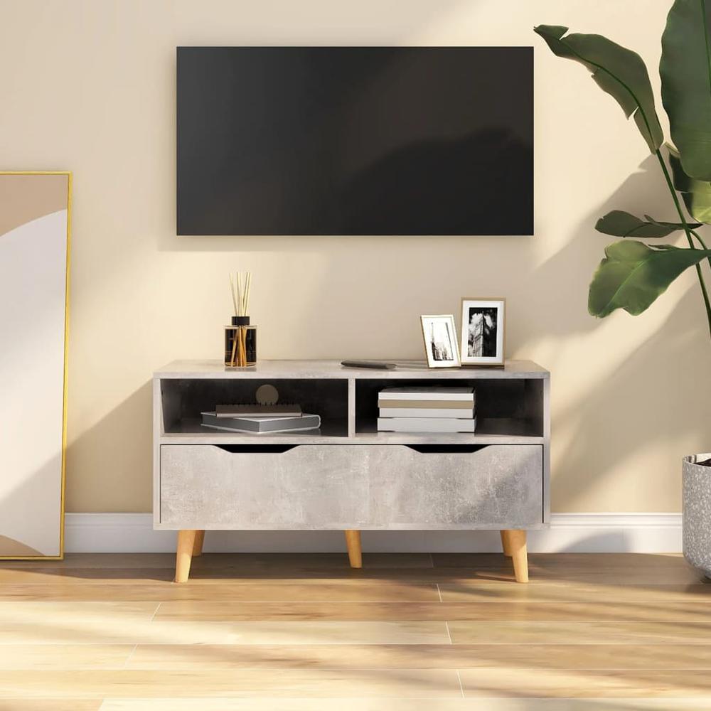 vidaXL TV Cabinet Concrete Gray 35.4"x15.7"x19.1" Engineered Wood. Picture 1