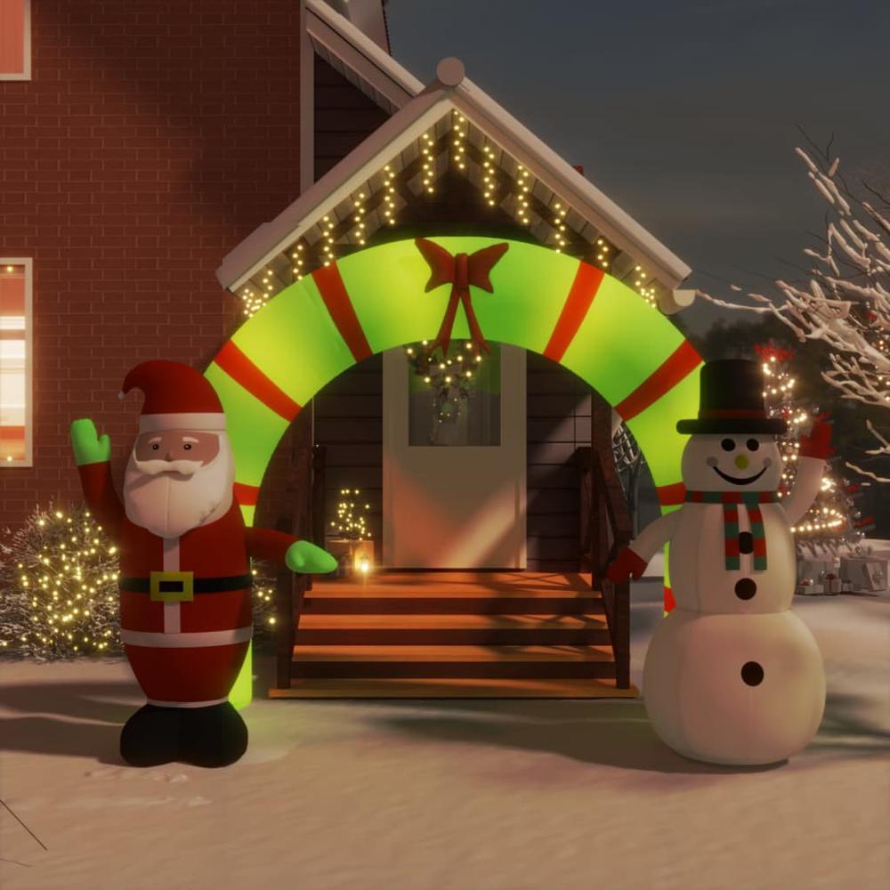 vidaXL Christmas Inflatable Santa & Snowman Arch Gate LED 106.3". Picture 1