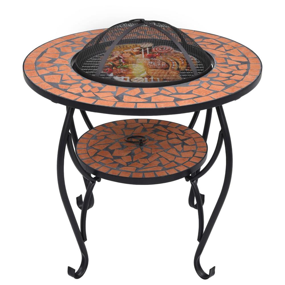 vidaXL Mosaic Fire Pit Table Terracotta 26.8" Ceramic, 46723. Picture 3