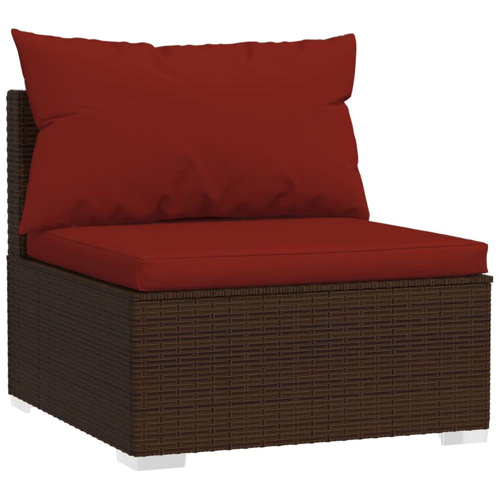 vidaXL 4 Piece Patio Lounge Set with Cushions Brown Poly Rattan, 317545. Picture 3