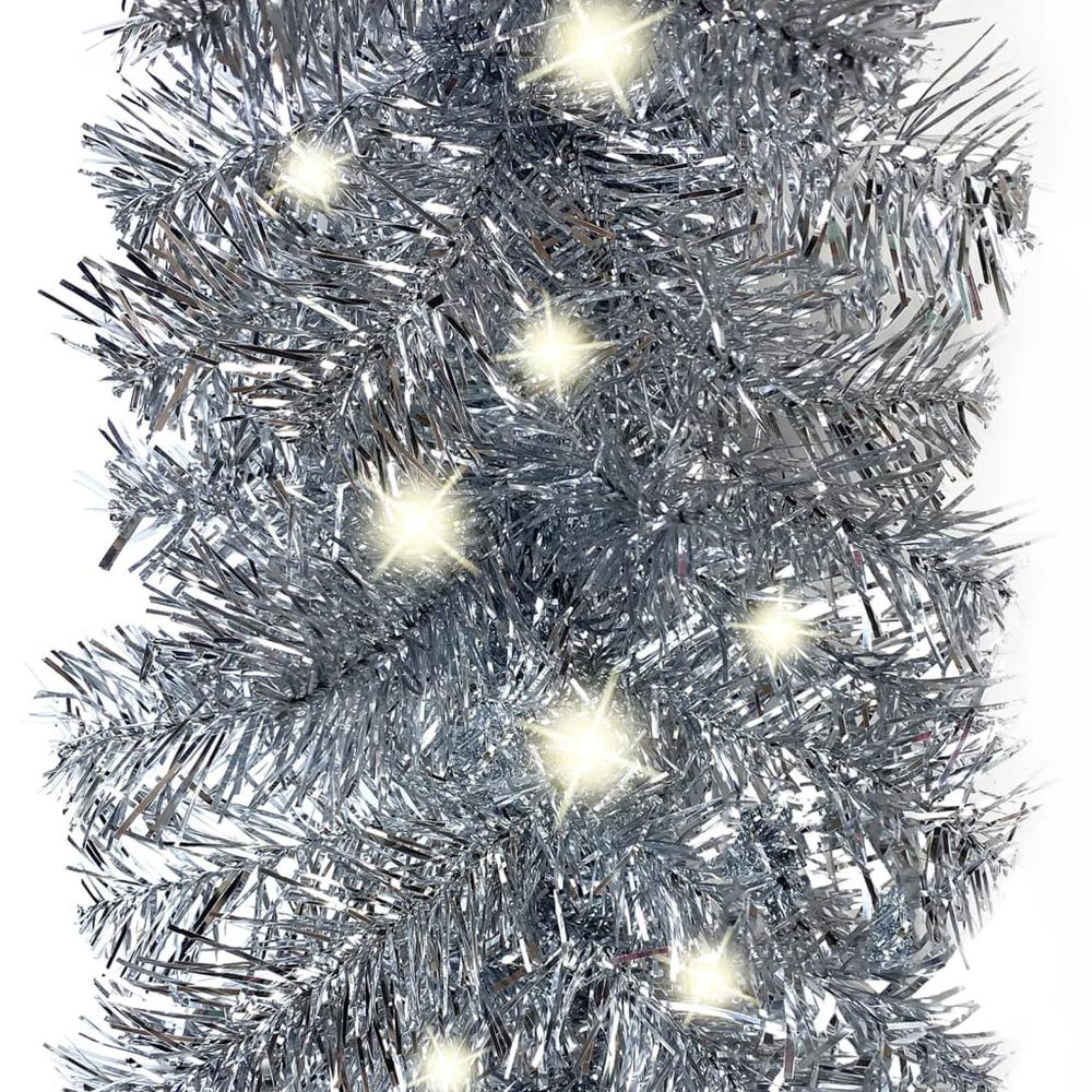vidaXL Christmas Garland with LED Lights 787.4" Silver. Picture 3
