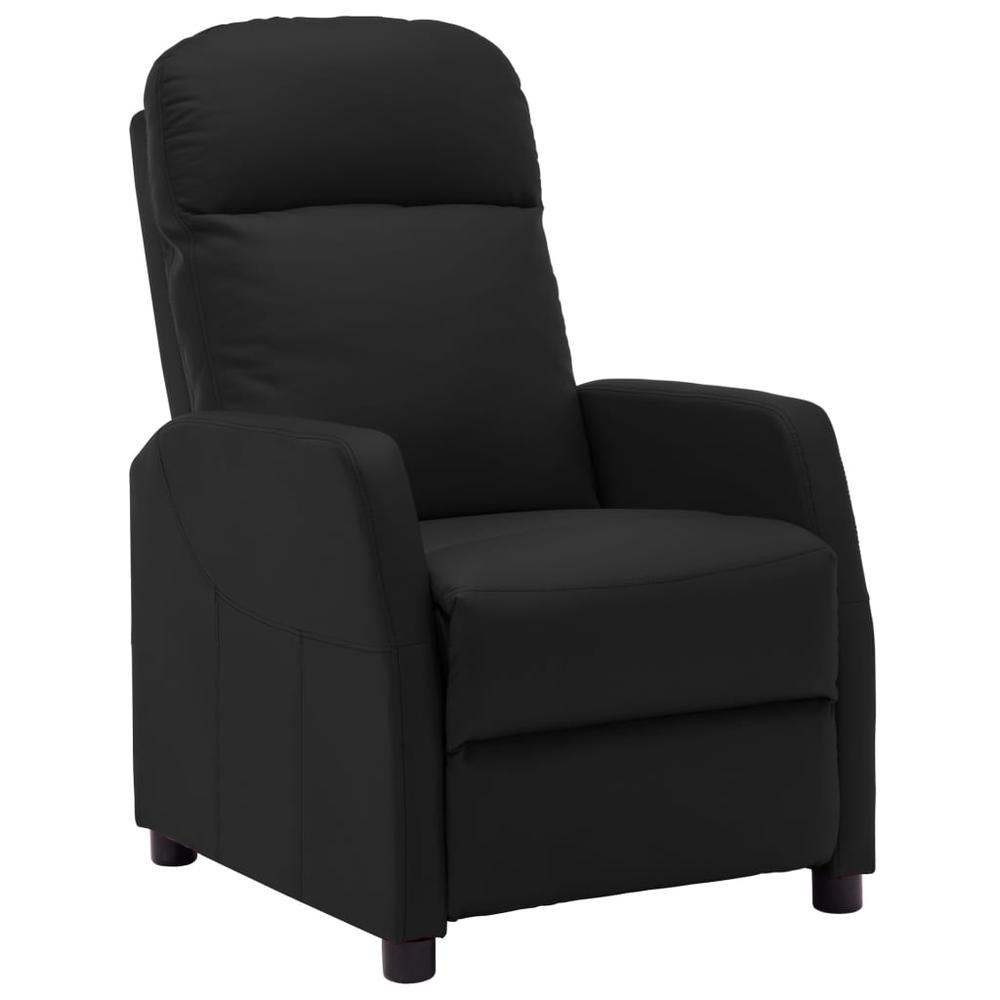 vidaXL Reclining Chair Black Faux Leather. Picture 1