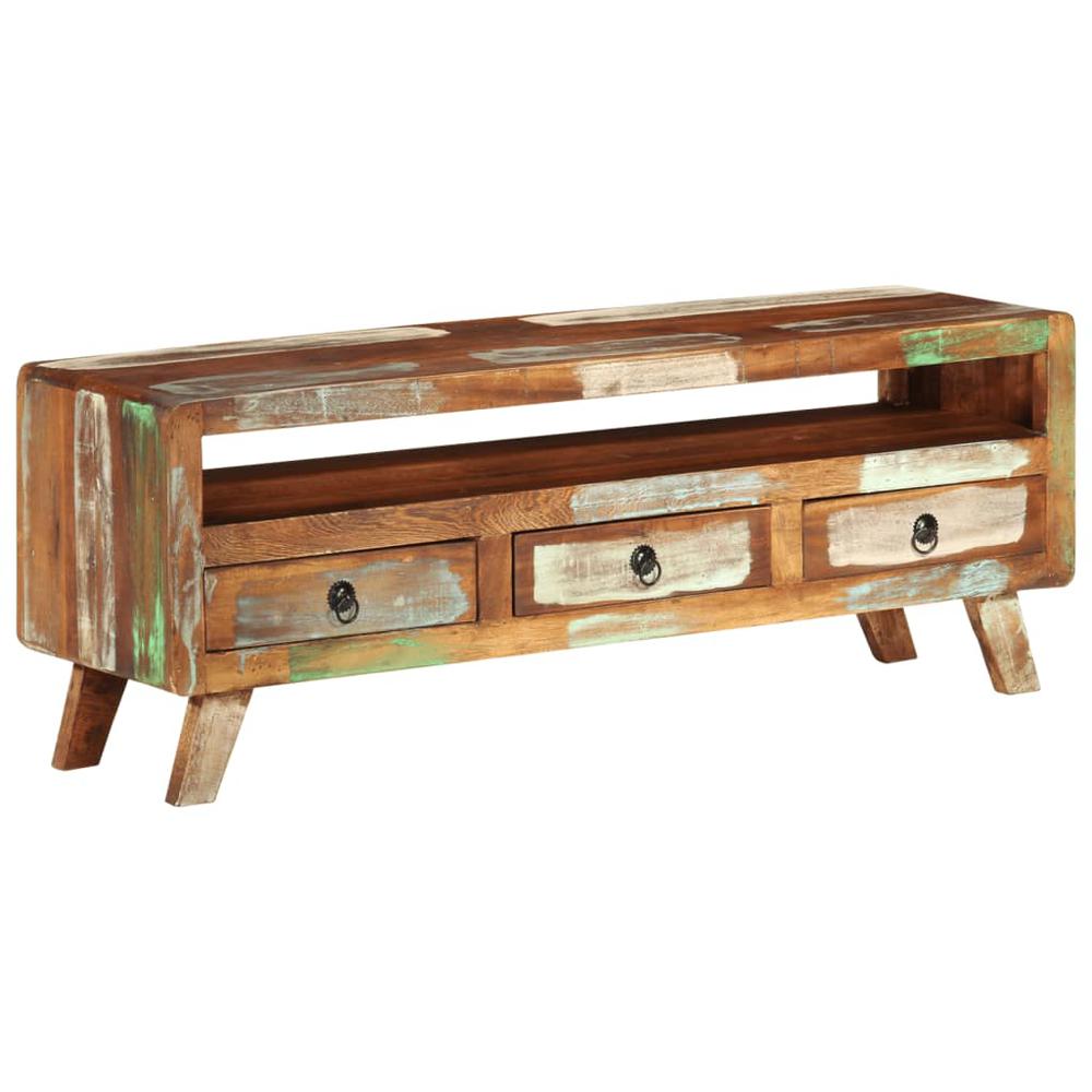 vidaXL TV Cabinet Multicolor 43.3"x11.8"x15.7" Solid Reclaimed Wood. Picture 12
