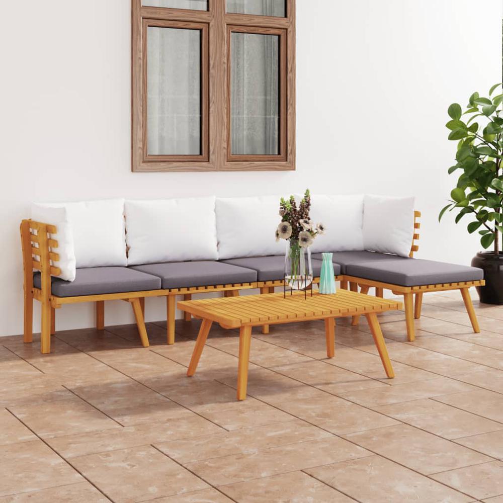 vidaXL 6 Piece Patio Lounge Set with Cushions Solid Acacia Wood, 3087026. Picture 1