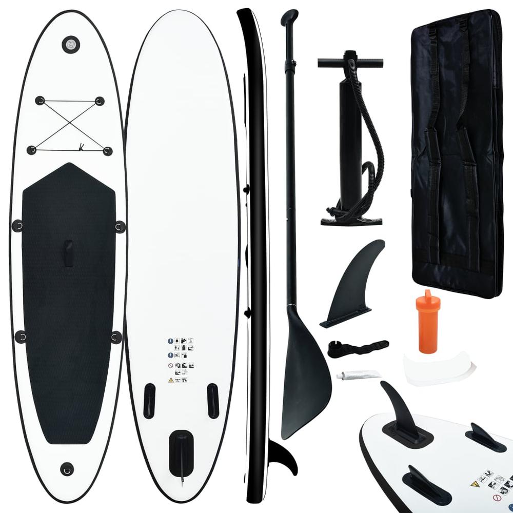 vidaXL Inflatable Stand Up Paddle Board Set Black and White 2730. Picture 1