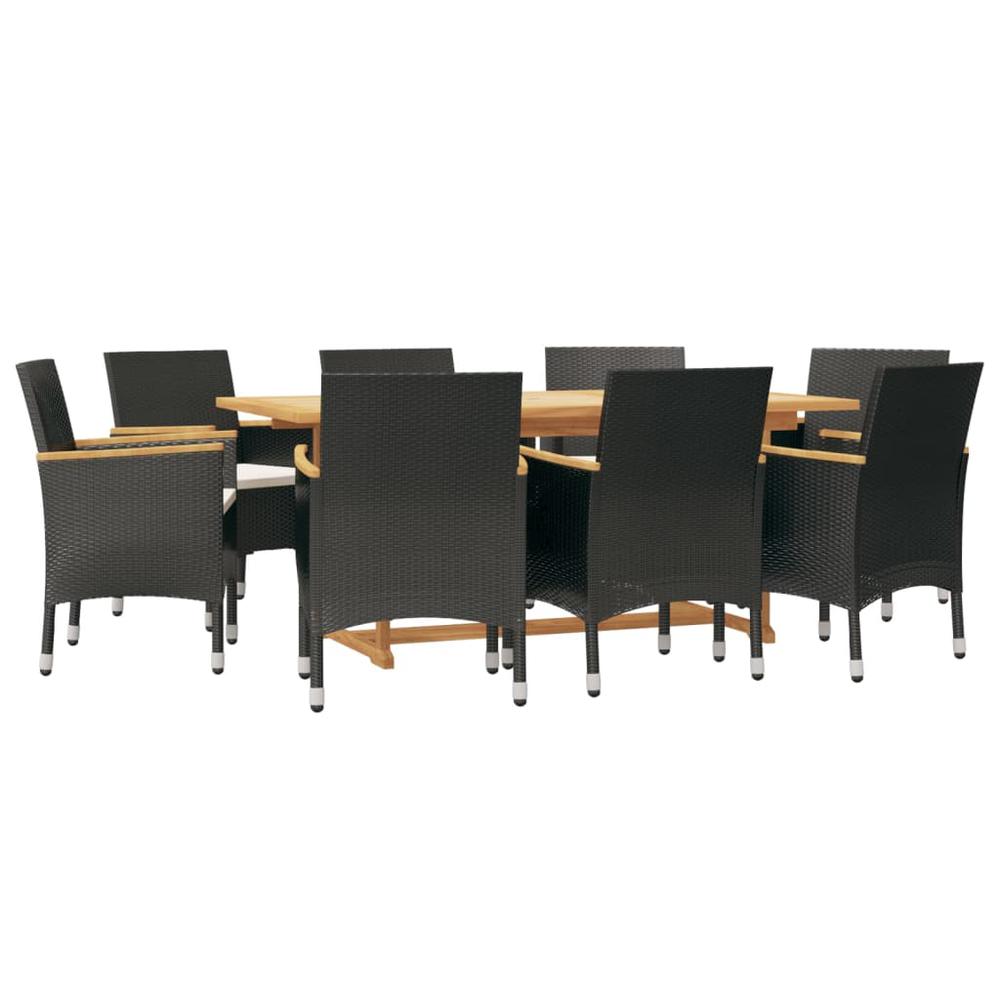 vidaXL 9 Piece Patio Dining Set with Cushions Black, 3103586. Picture 3
