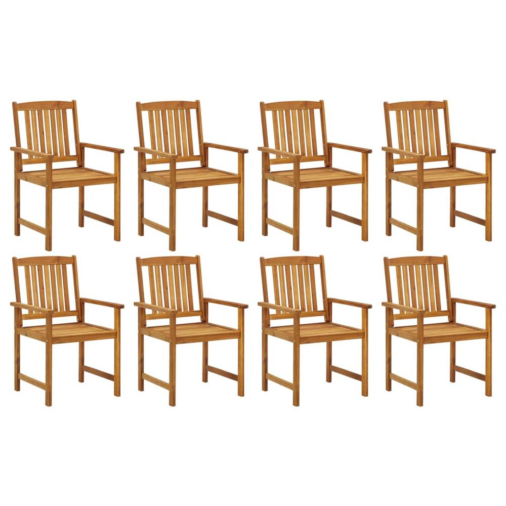 vidaXL Patio Chairs with Cushions 8 pcs Solid Acacia Wood, 3078168. Picture 3