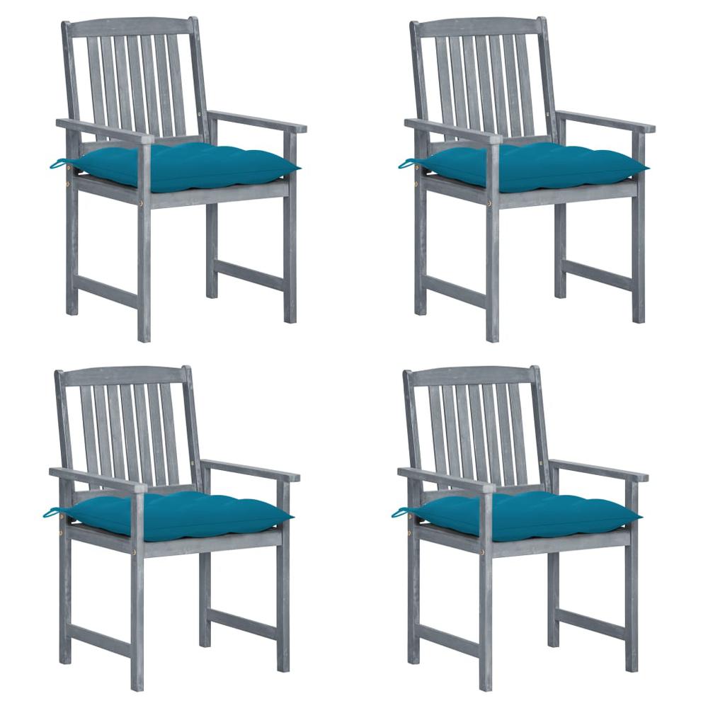 vidaXL Patio Chairs with Cushions 4 pcs Gray Solid Acacia Wood, 3061260. The main picture.