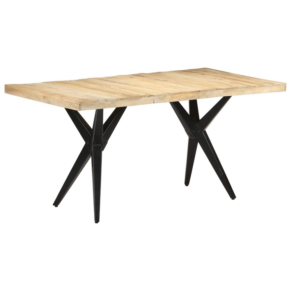 vidaXL Dining Table 63"x31.5"x29.9" Rough Mango Wood, 323566. Picture 11
