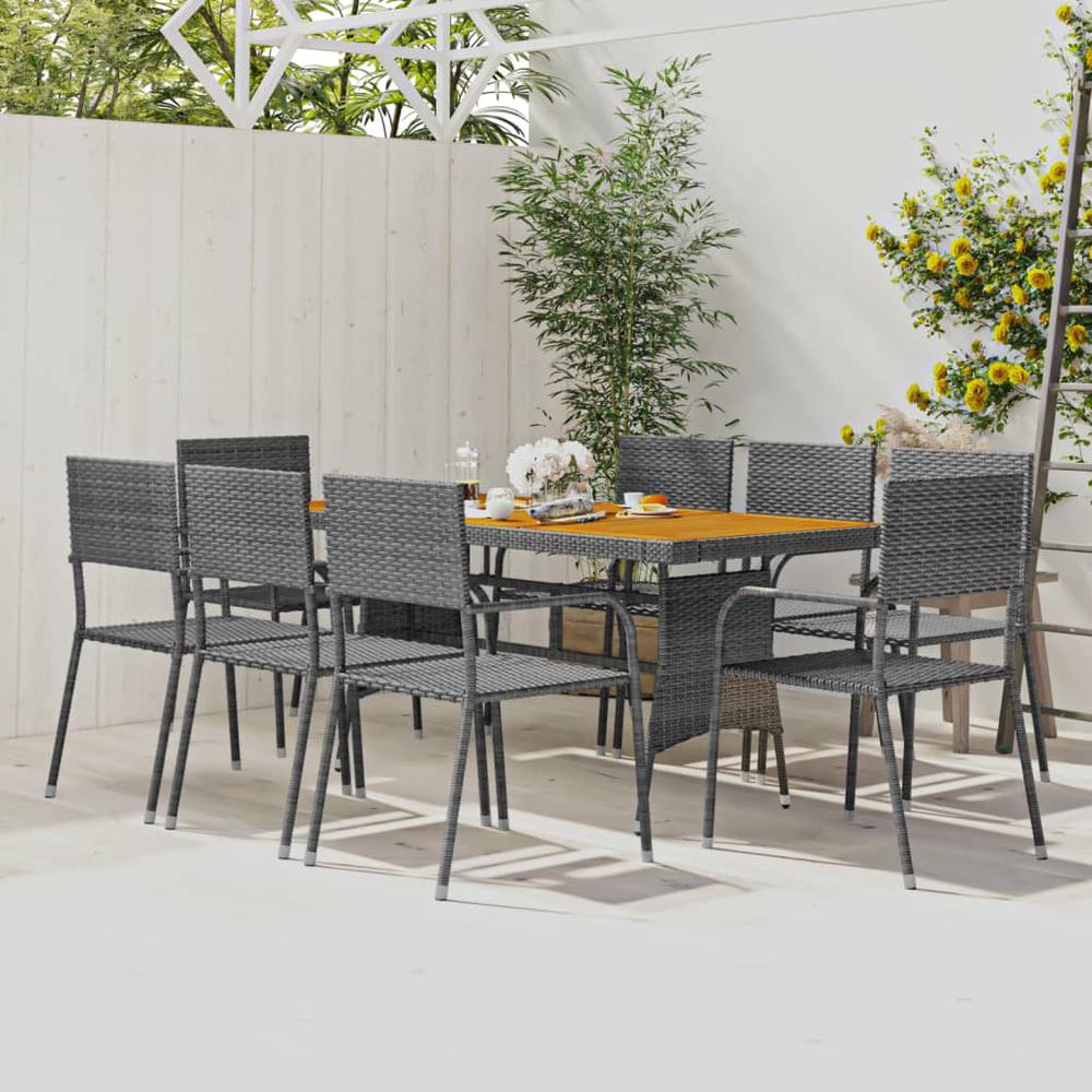 vidaXL 9 Piece Patio Dining Set Poly Rattan Gray, 3120113. The main picture.