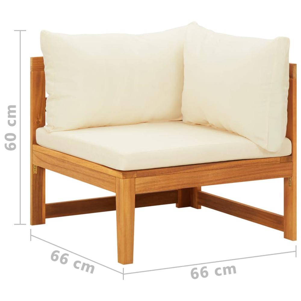 vidaXL 2 Piece Patio Lounge Set with Cream White Cushions Acacia Wood. Picture 11