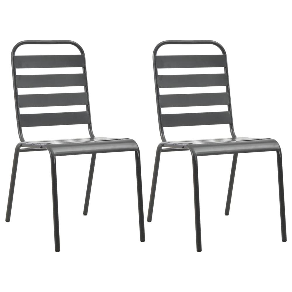 vidaXL Stackable Outdoor Chairs 2 pcs Steel Gray, 44257. Picture 1