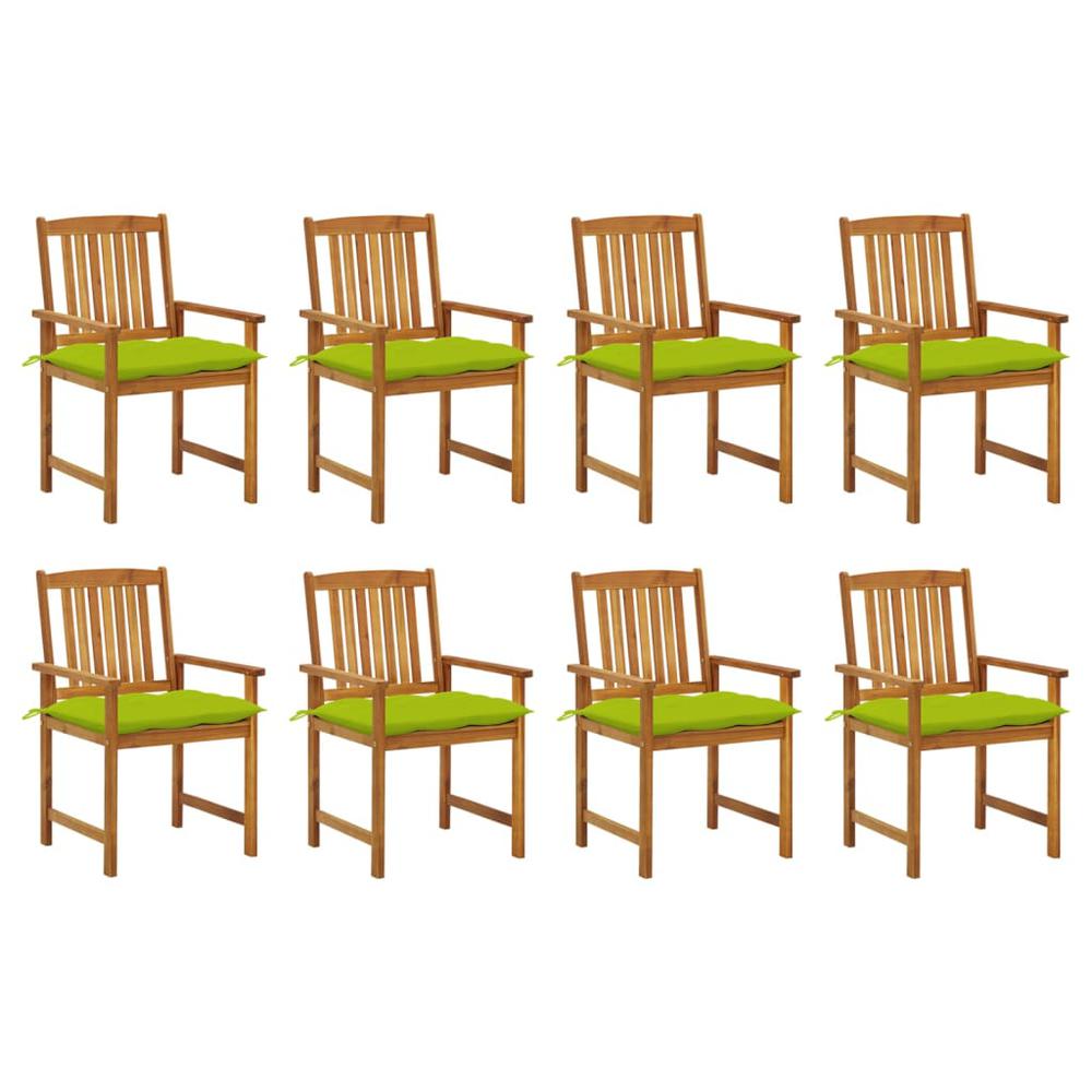 vidaXL Patio Chairs with Cushions 8 pcs Solid Acacia Wood, 3078204. Picture 1