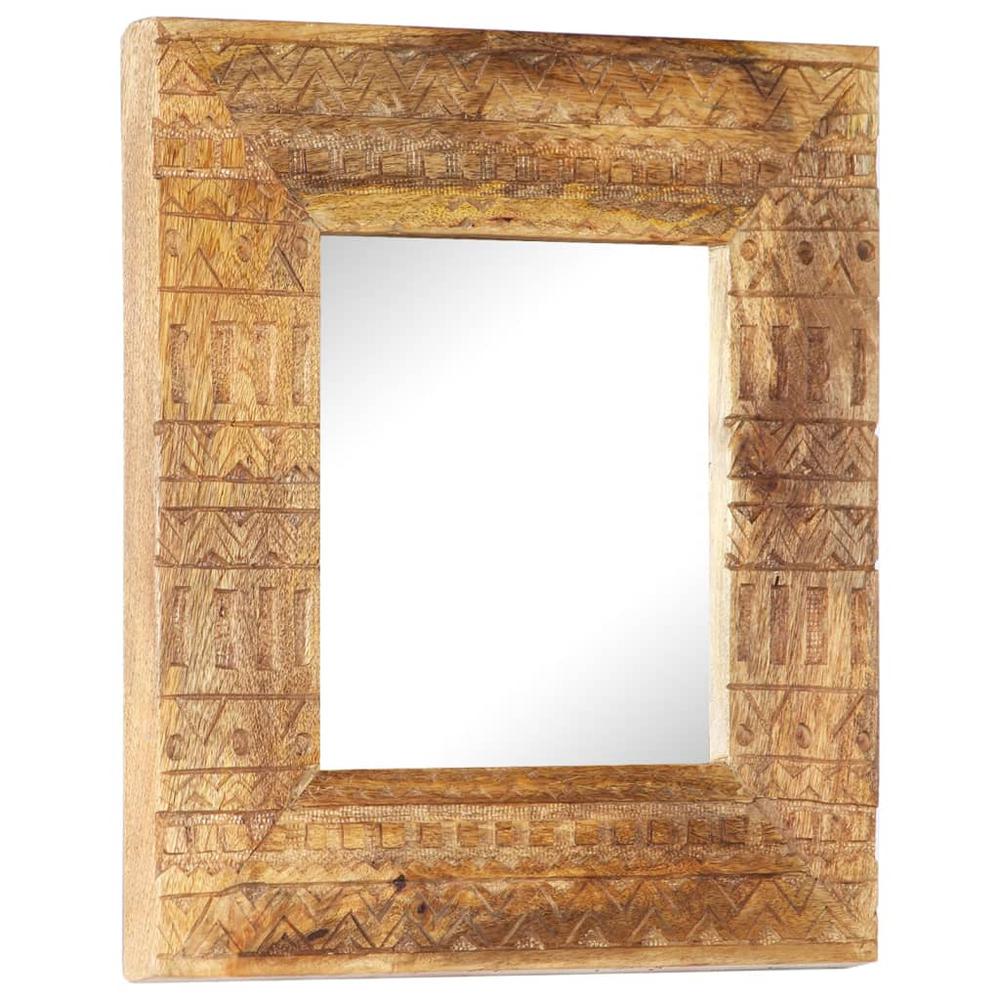 vidaXL Hand-Carved Mirror 19.7"x19.7"x4.3" Solid Mango Wood. Picture 1