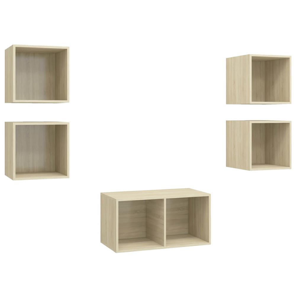 vidaXL 5 Piece TV Cabinet Set Sonoma Oak Engineered Wood, 3079604. Picture 2