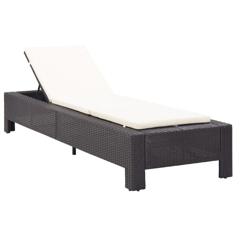 vidaXL Sunbed with Cushion Black Poly Rattan, 46234. Picture 1