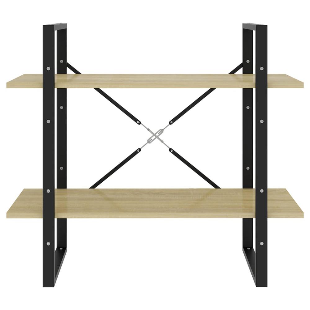 vidaXL 2-Tier Book Cabinet Sonoma Oak 31.5"x11.8"x27.6" Engineered Wood. Picture 4