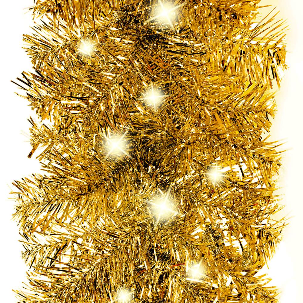 vidaXL Christmas Garland with LED Lights 393.7" Gold. Picture 3