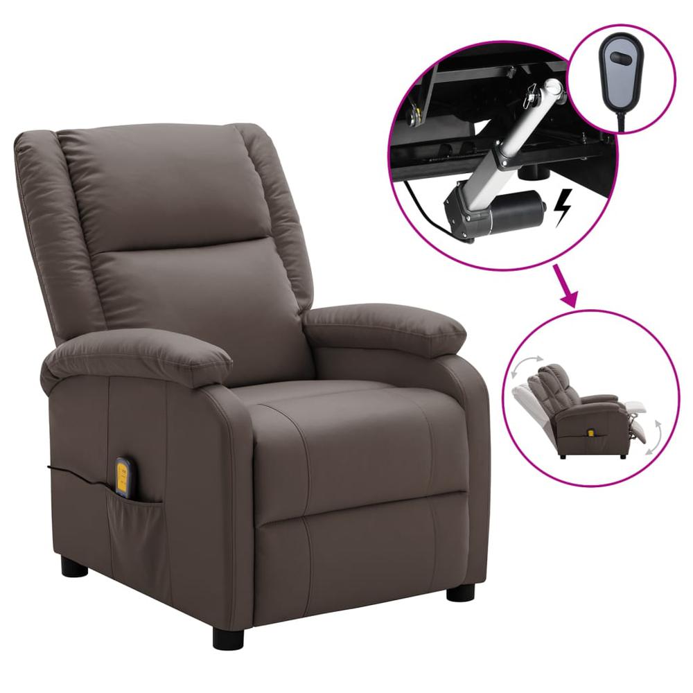 vidaXL Electric Massage Recliner Brown Faux Leather. Picture 1