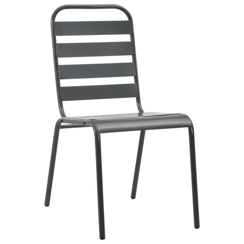vidaXL Stackable Outdoor Chairs 2 pcs Steel Gray, 44257. Picture 2