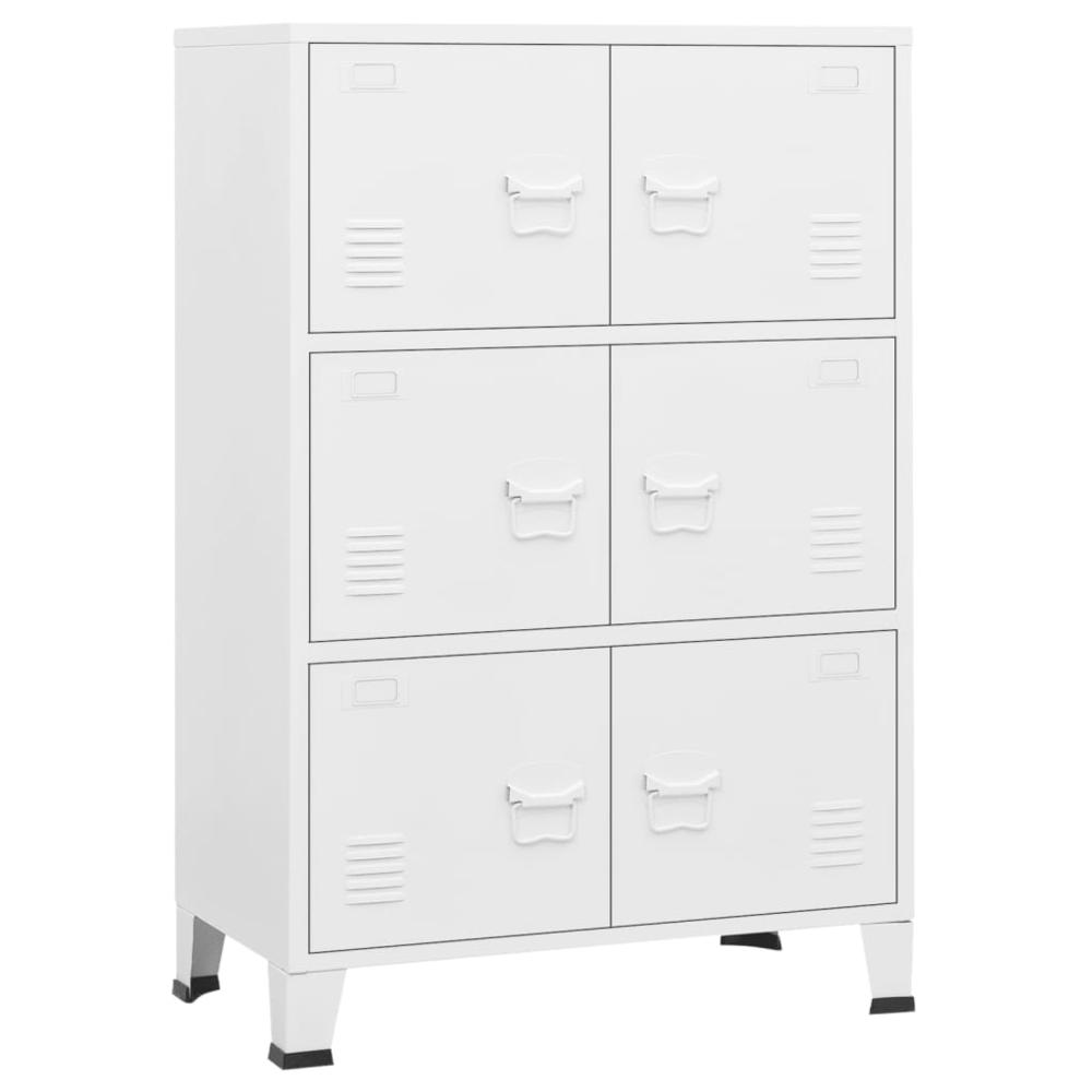 vidaXL Industrial Filing Cabinet White 29.5"x15.7"x45.3" Metal. Picture 2