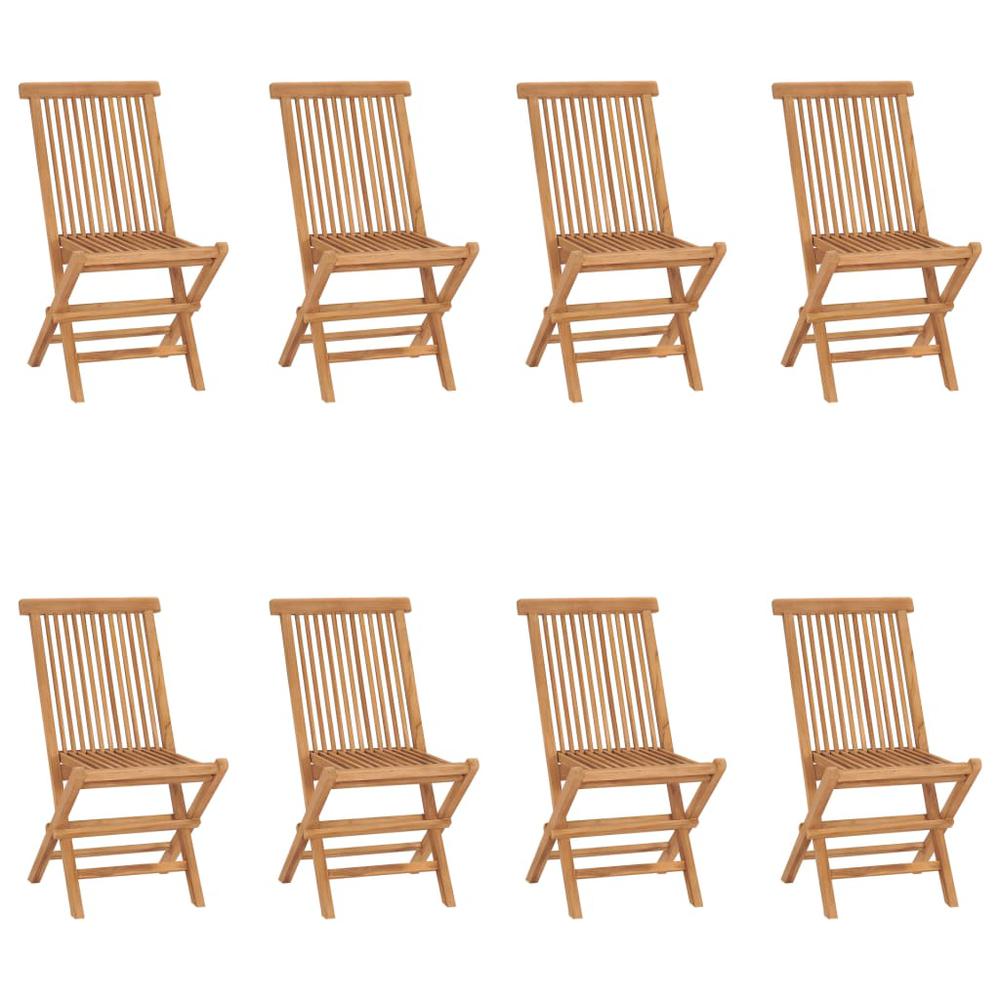 vidaXL Folding Patio Chairs 8 pcs Solid Teak Wood. Picture 1