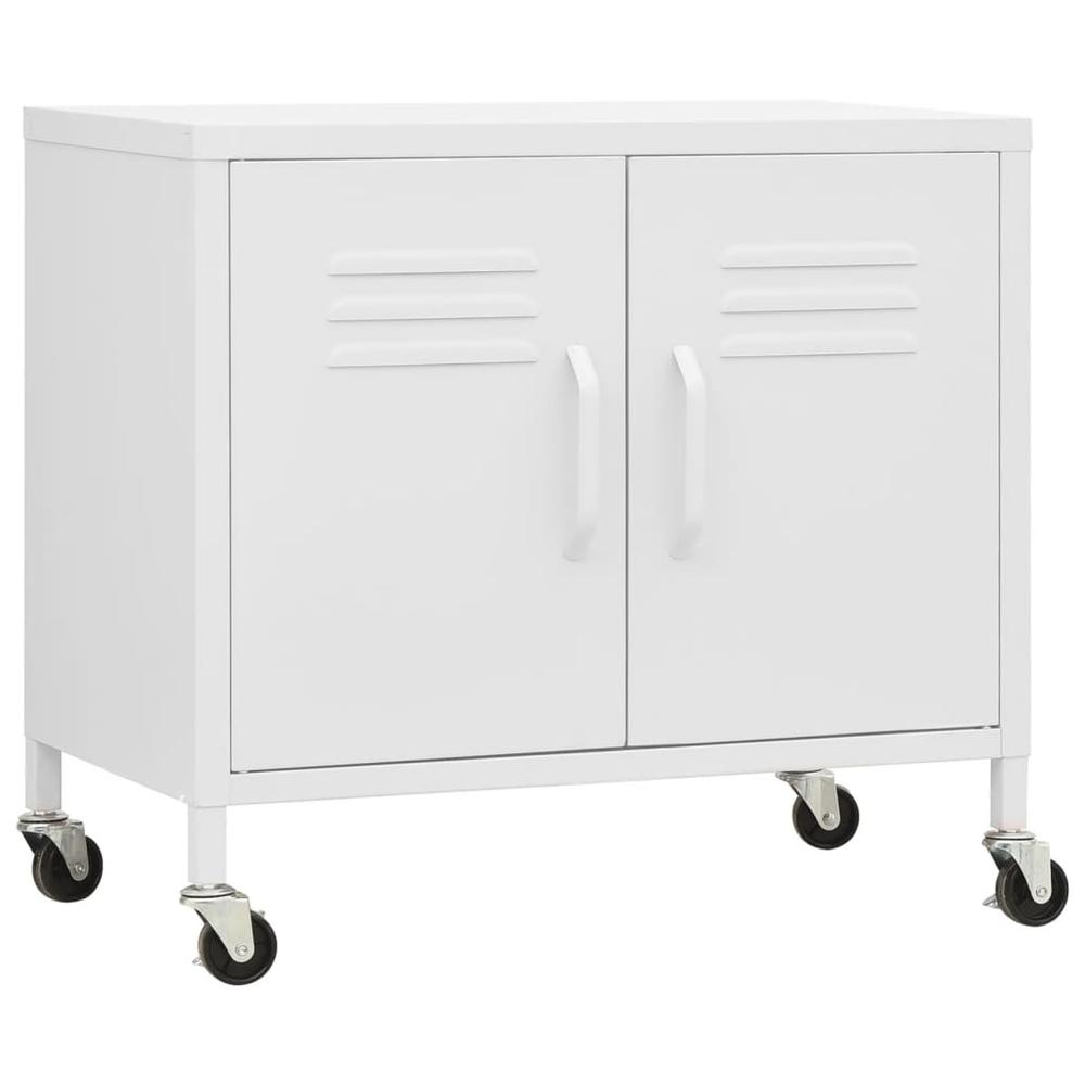 vidaXL Storage Cabinet White 23.6"x13.8"x22" Steel. Picture 2