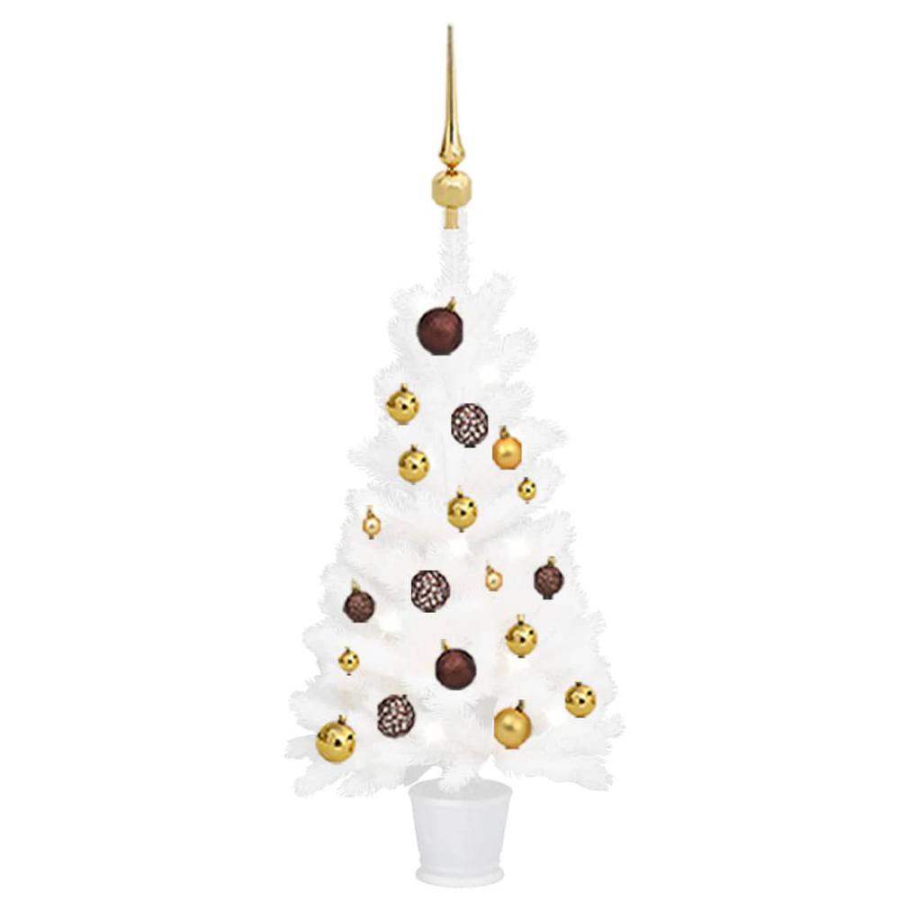 vidaXL Artificial Christmas Tree with LEDs&Ball Set White 35.4", 3077545. Picture 1