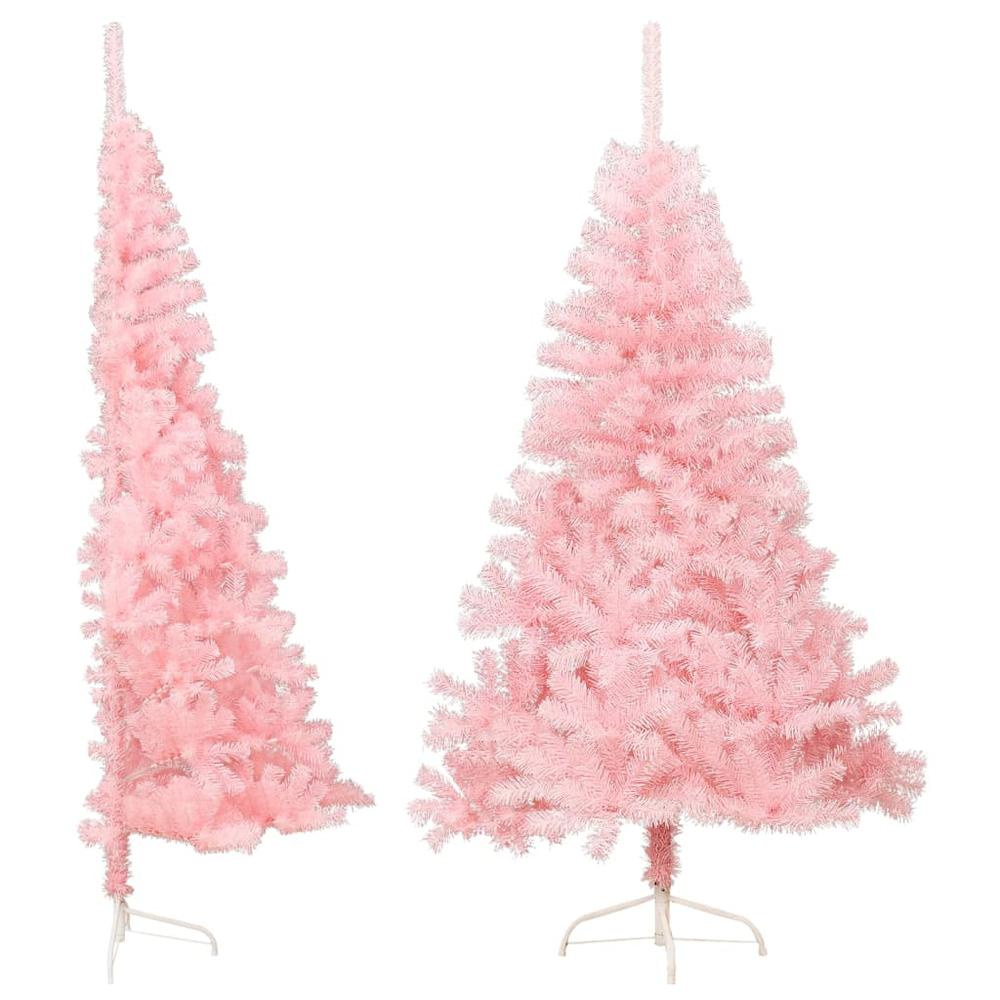 vidaXL Artificial Half Christmas Tree with Stand Pink 47.2" PVC. Picture 2