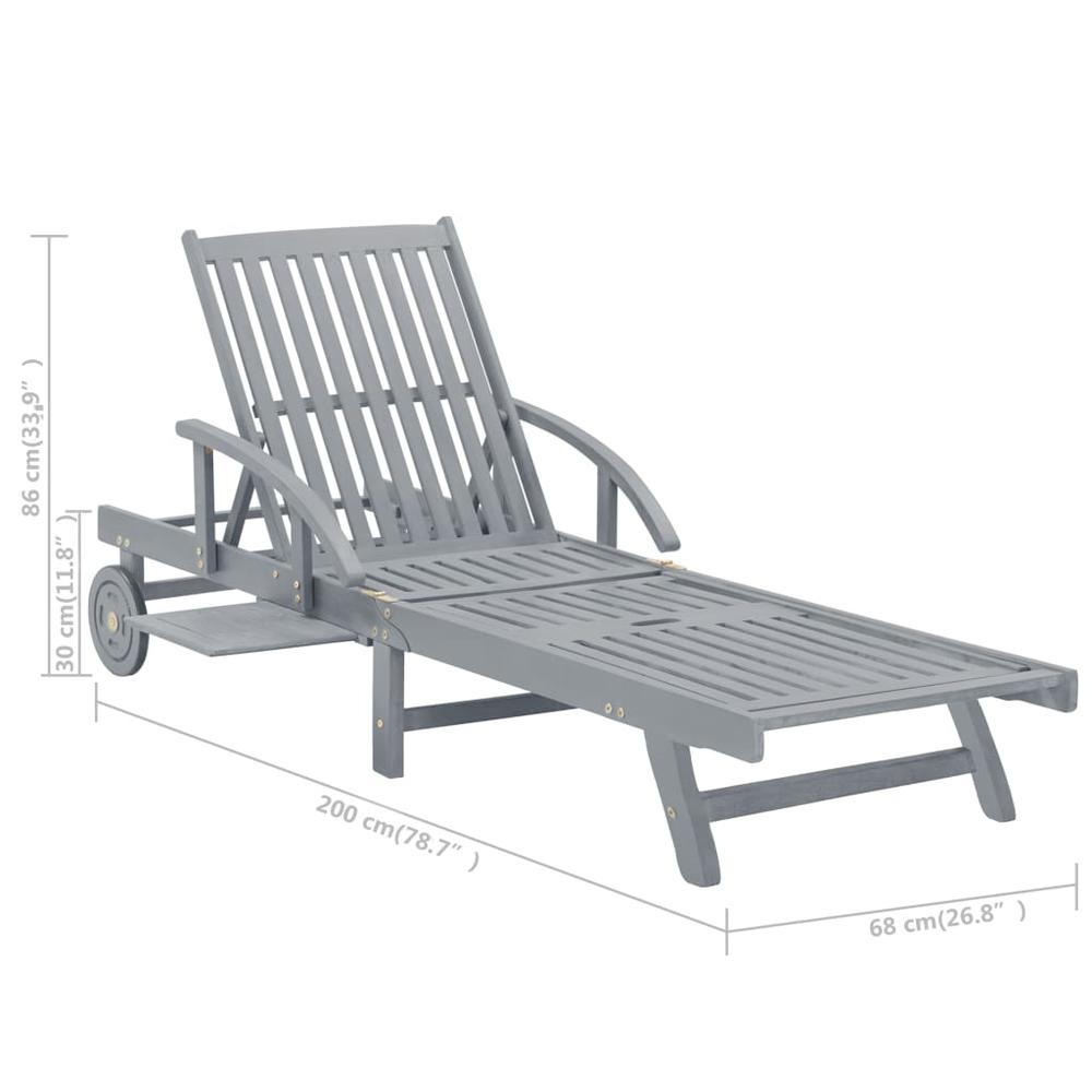 vidaXL Patio Sun Lounger with Cushion Solid Acacia Wood, 3061331. Picture 12