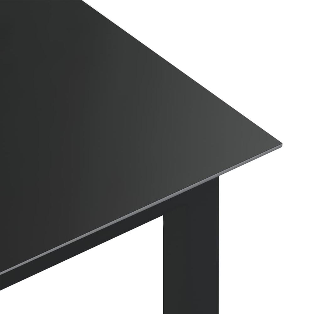 vidaXL Patio Table Black 74.8"x35.4"x29.1" Aluminum and Glass. Picture 4