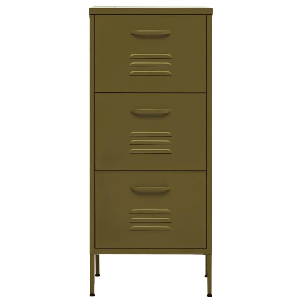 vidaXL Storage Cabinet Olive Green 16.7"x13.8"x40" Steel, 336180. Picture 3