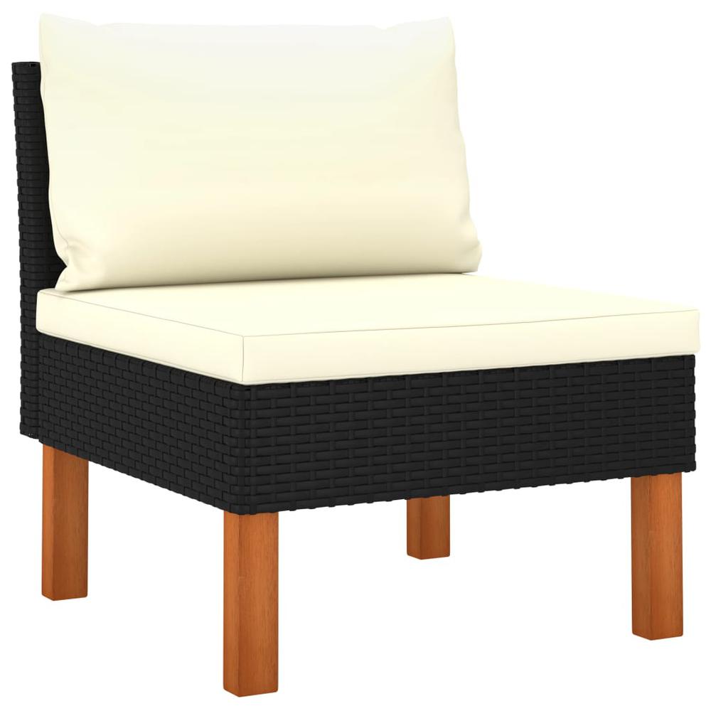 vidaXL 7 Piece Patio Lounge Set Poly Rattan and Eucalyptus Wood Black, 3082081. Picture 4