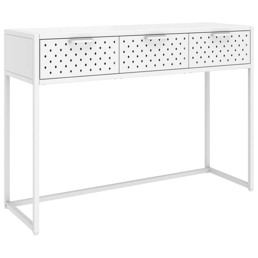 vidaXL Console Table White 41.7"x13.8"x29.5" Steel. Picture 2
