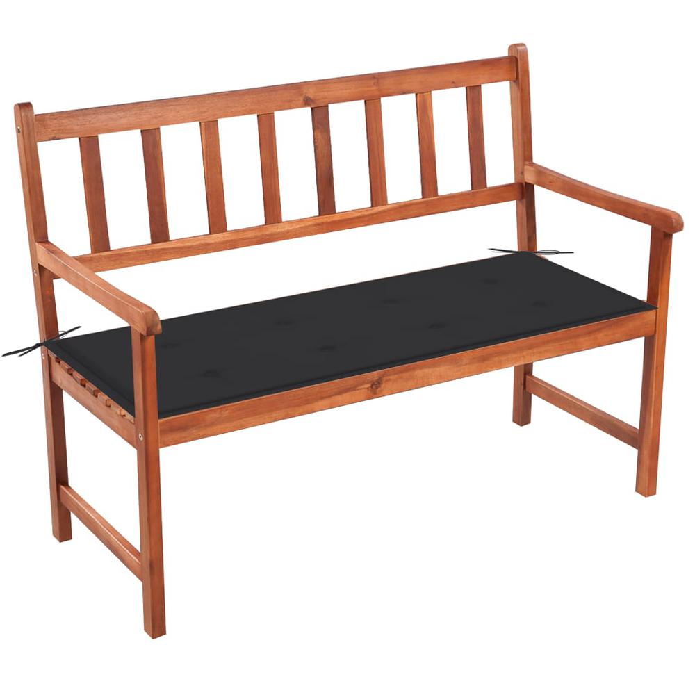 vidaXL Patio Bench with Cushion 47.2" Solid Acacia Wood, 3063768. Picture 1