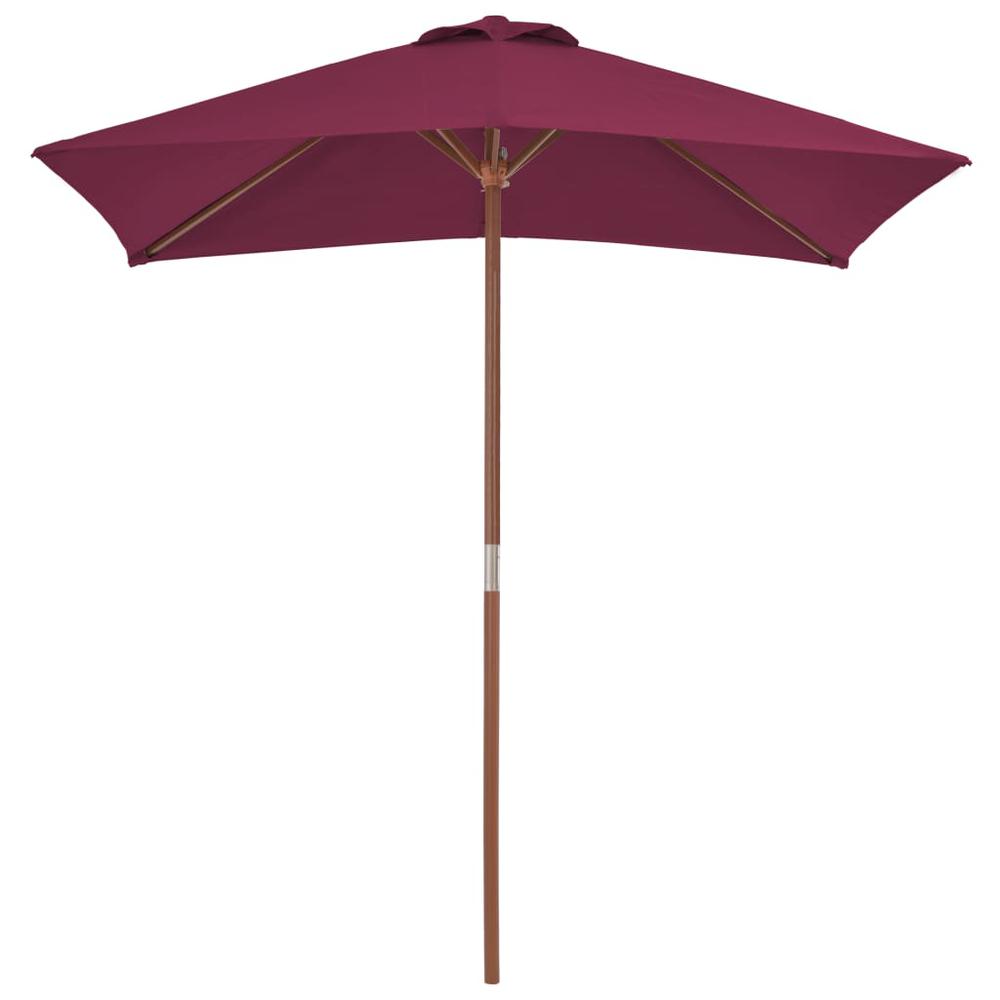 vidaXL Outdoor Parasol with Wooden Pole 59.1"x78.7" Bordeaux Red. Picture 2