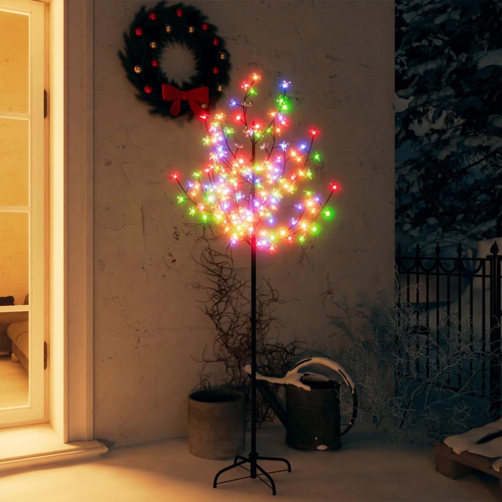 vidaXL Christmas Tree 120 LEDs Colorful Light Cherry Blossom 59.1". Picture 1