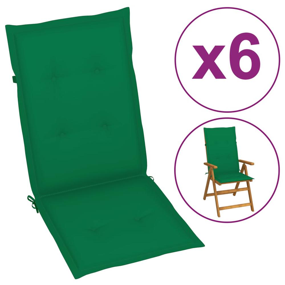 vidaXL Garden Chair Cushions 6 pcs Green 47.2"x19.7"x1.2". Picture 1