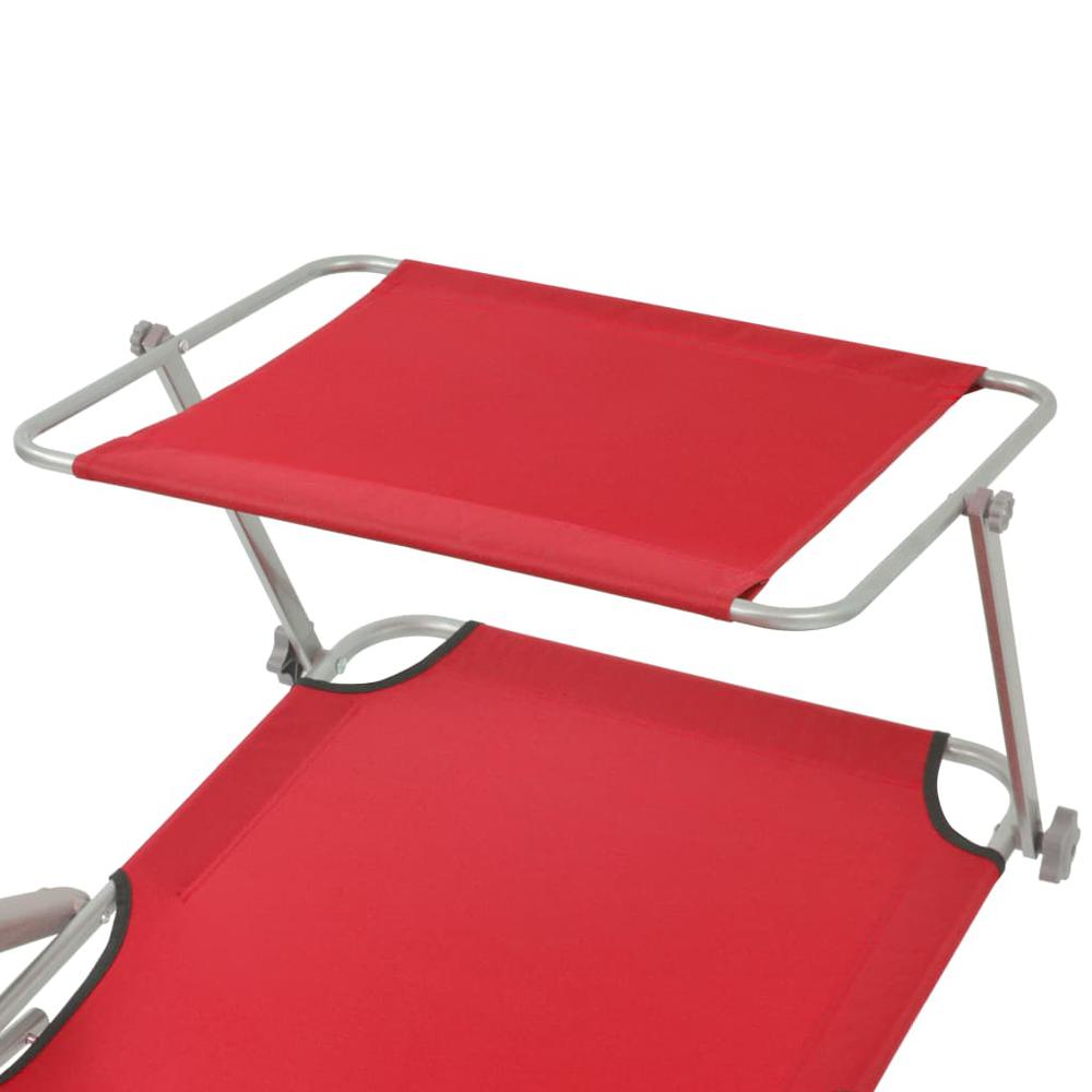 vidaXL Sun Lounger with Canopy Steel Red, 42933. Picture 3