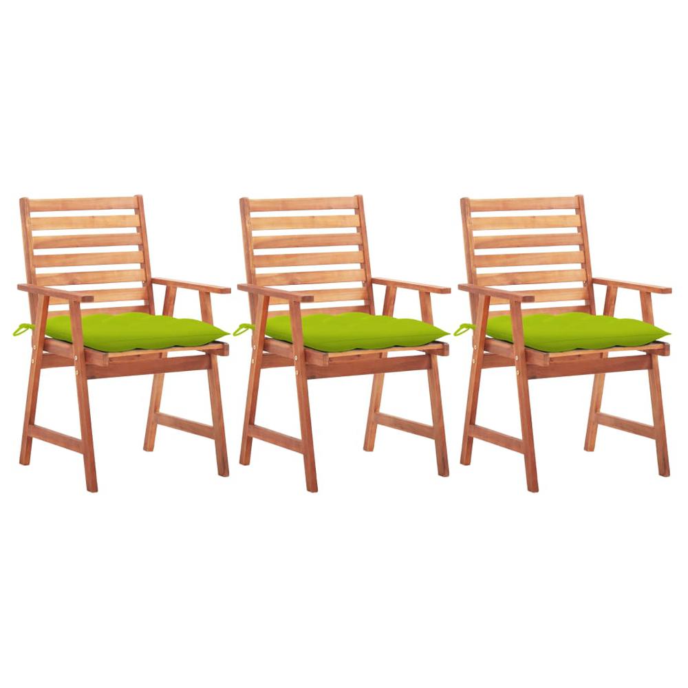 vidaXL Patio Dining Chairs 3 pcs with Cushions Solid Acacia Wood, 3064373. Picture 1