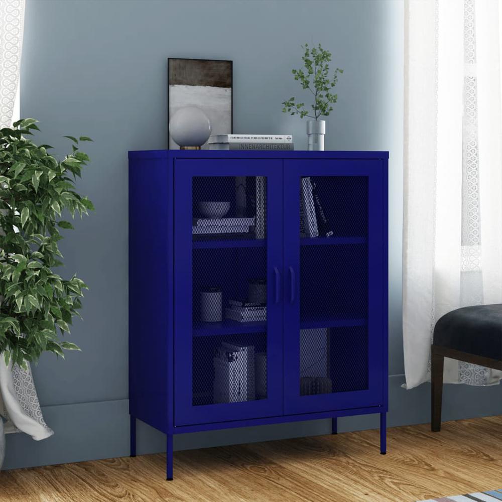vidaXL Storage Cabinet Navy Blue 31.5"x13.8"x40" Steel, 336172. Picture 1