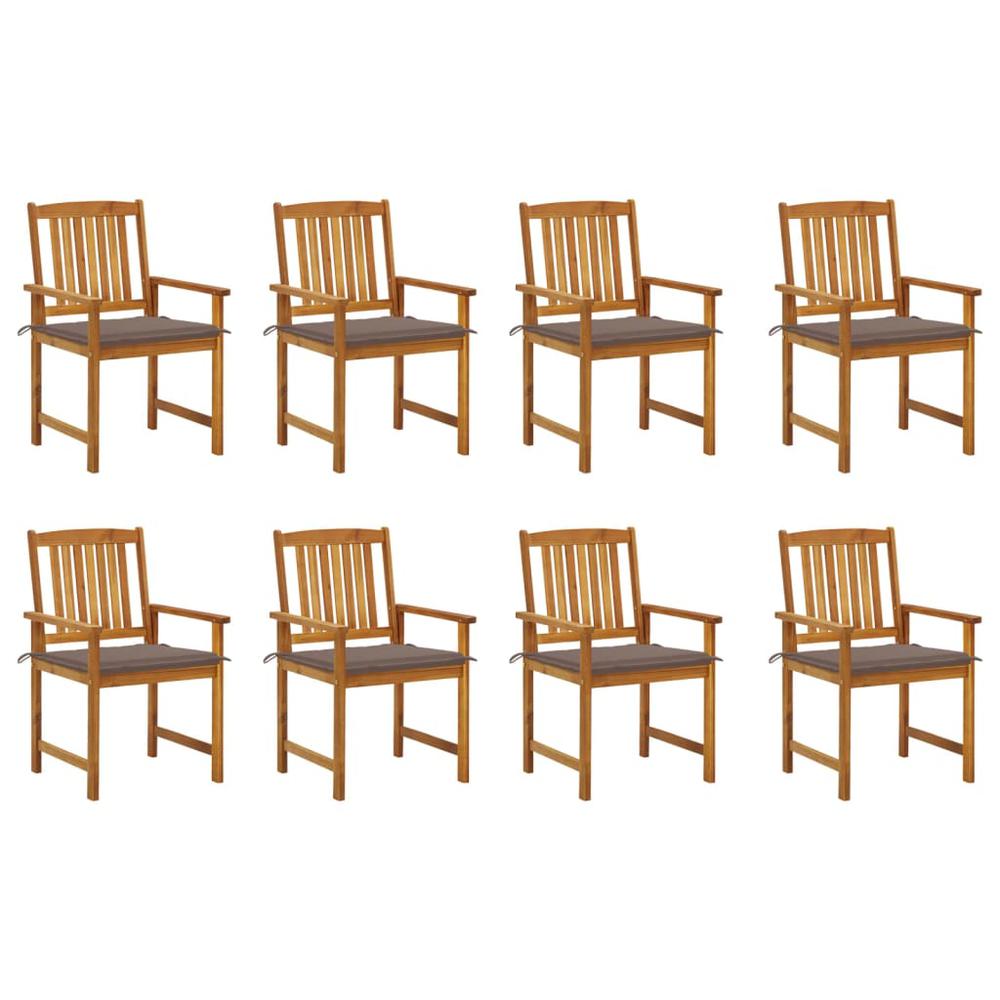 vidaXL Patio Chairs with Cushions 8 pcs Solid Acacia Wood. Picture 1