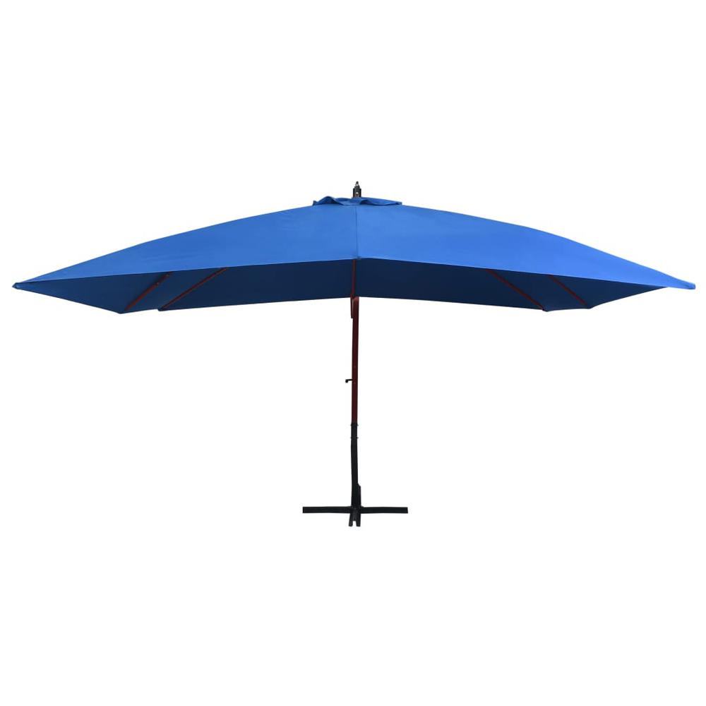 vidaXL Hanging Parasol with Wooden Pole 157.5"x118.1" Blue. Picture 2