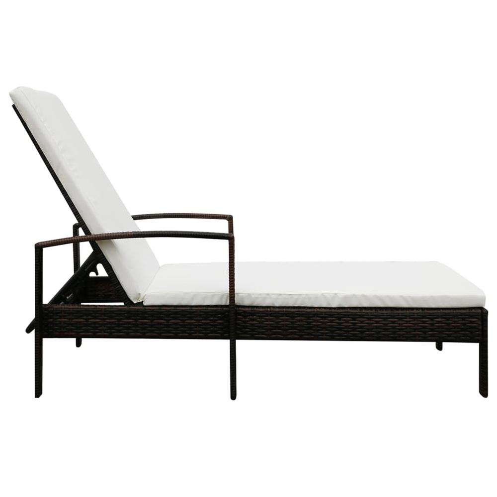 vidaXL Sun Lounger with Cushion Poly Rattan Brown, 42941. Picture 2
