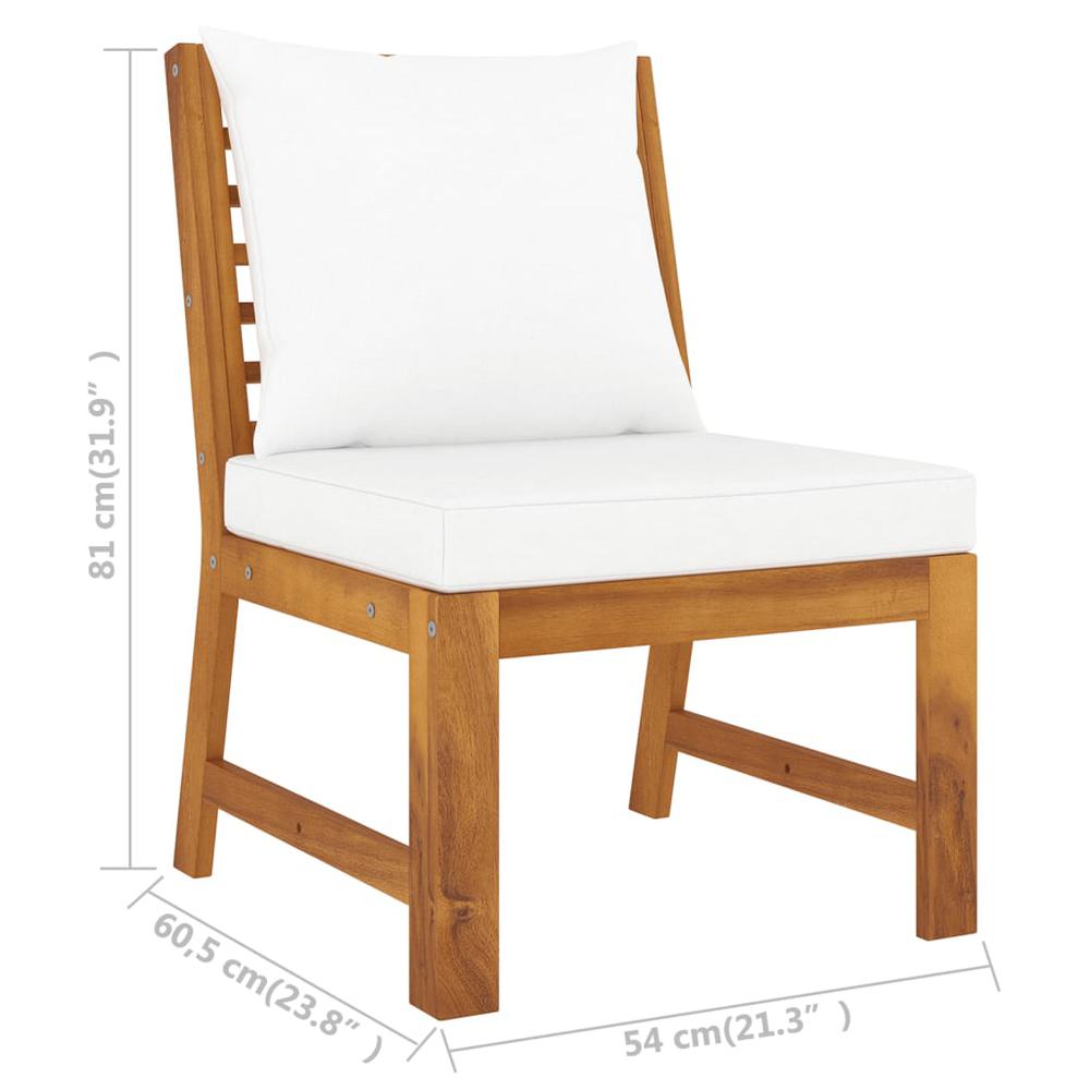 vidaXL 4 Piece Patio Lounge Set with Cushion Cream Solid Acacia Wood, 3057772. Picture 12